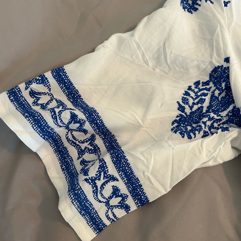 Cupshe Blue and White Ruffled Smocked Jumpsuit - Picture 2 of 4